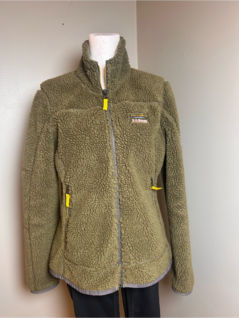 L.L. Bean Olive Green Teddy Fleece Jacket XXS - Picture 2 of 15